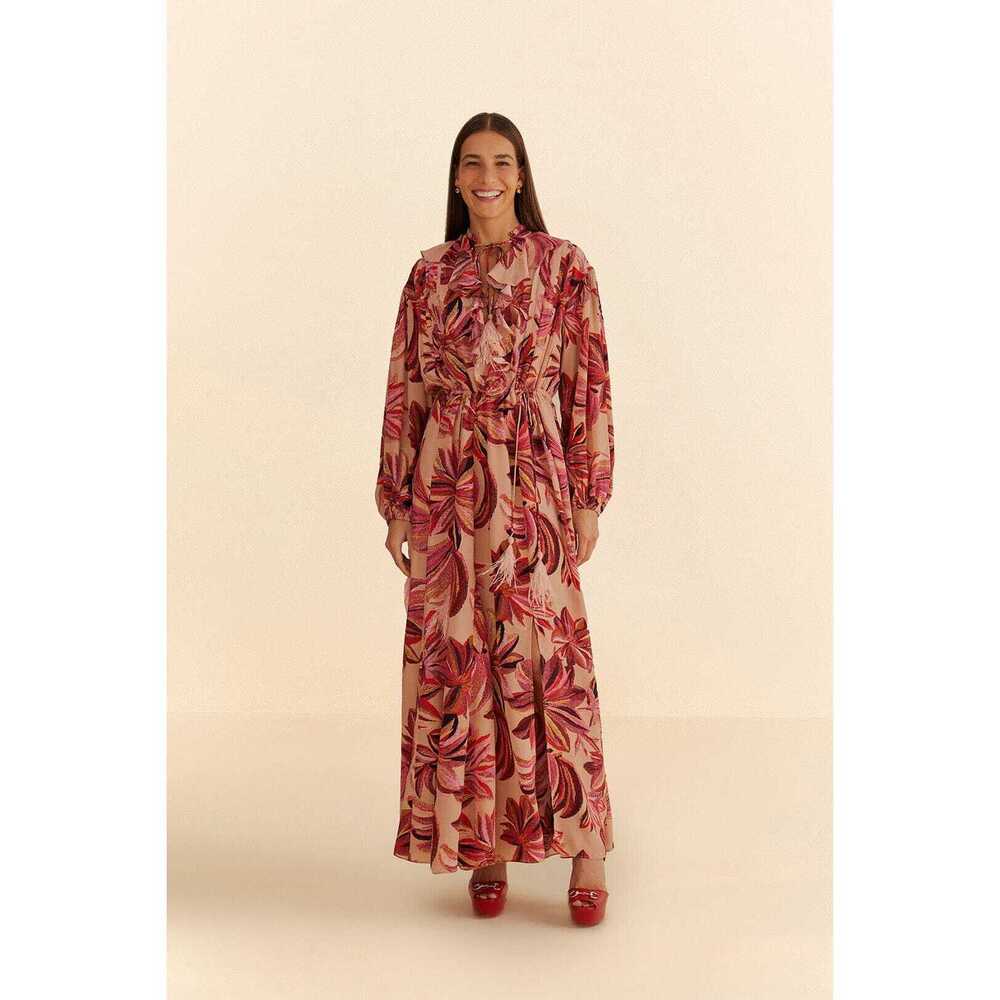 Floral Tapestry V Neck Maxi Dress